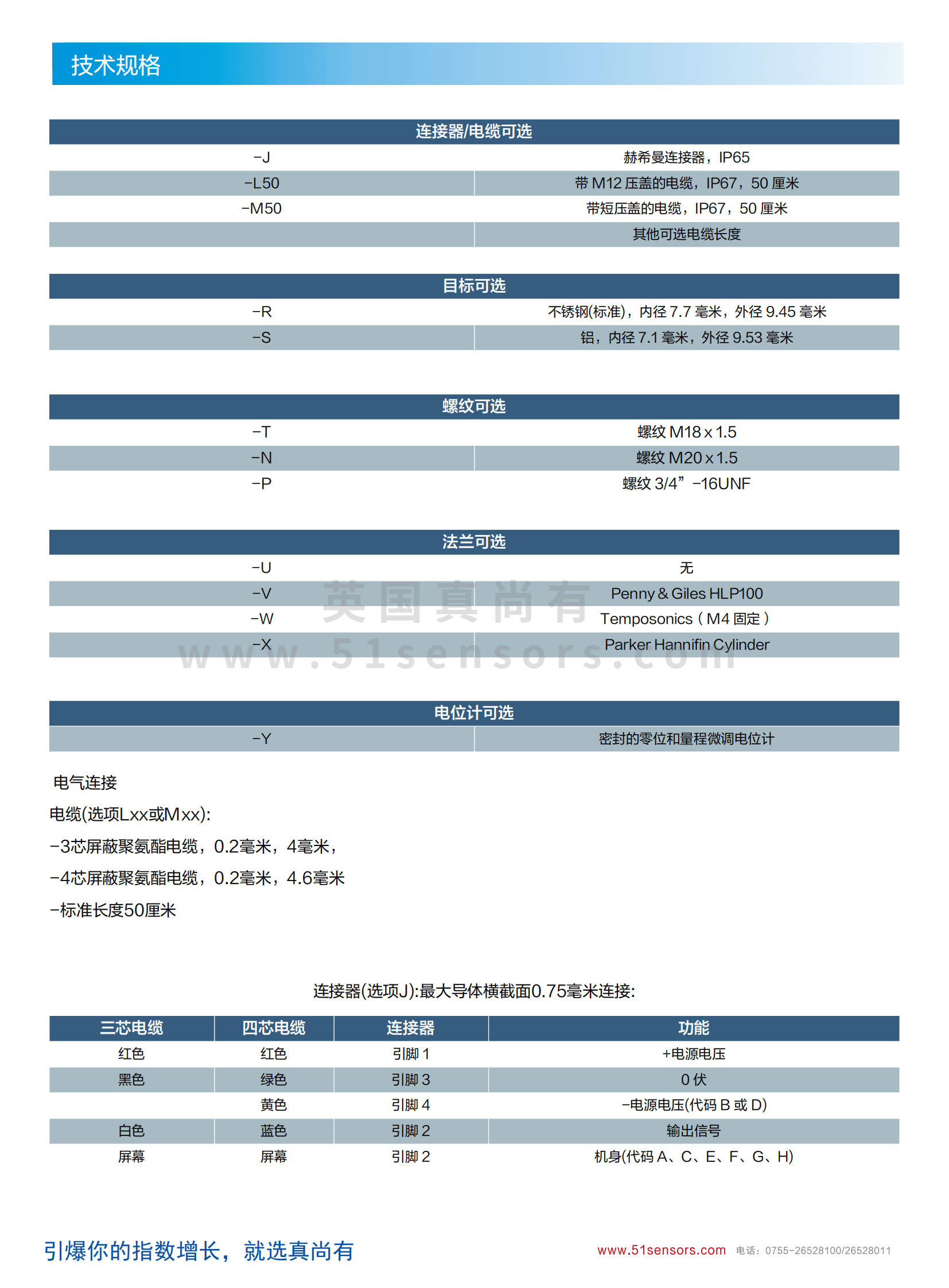 線(xiàn)性位置傳感器LP-MA100參數表